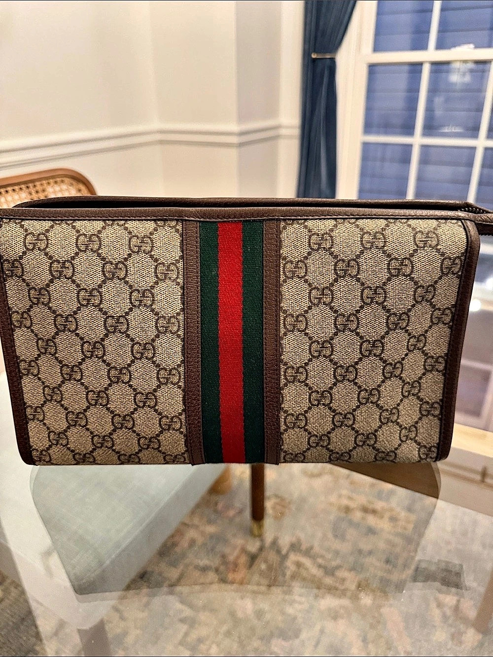 Gucci Ophidia GG Supreme Large Cosmetic Case Brown & Green - Picture 2 of 6